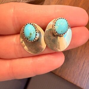 Sterling Silver Turquoise Oval Stud Earrings